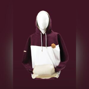 Mediums Collective Quilted Cut & Sew Hoodie - Maroon Wine - XL
